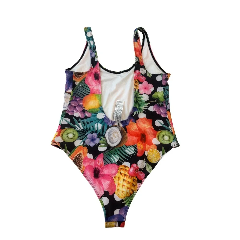 Forever 21 Tropical One Piece Swimsuit U Back Juniors Large NWOT Hygienic‎ Liner